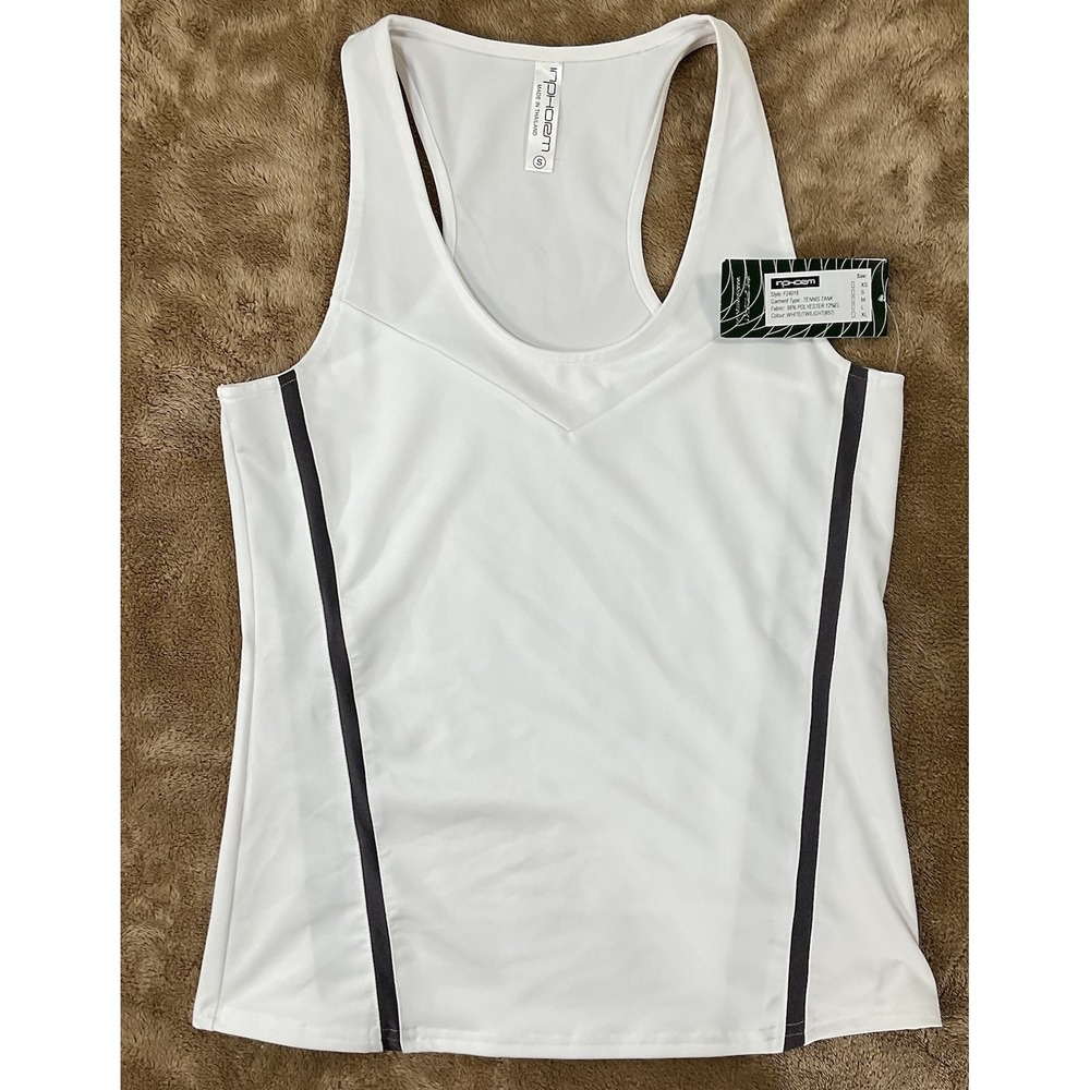 Inphorm Women's S White Black Piping Tennis Golf Tank Top Athletic 489